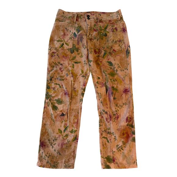 Pilcro Anthropologie Wanderer Straight Leg Jeans Women 30 Cottage Floral Rose - Picture 2 of 16
